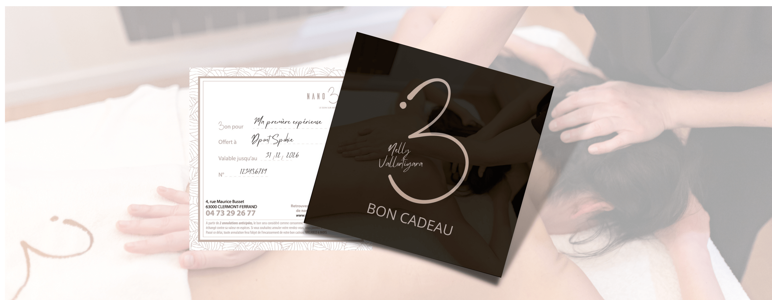 bon cadeau Nano boté Massage et soin visage à Clermont Fd